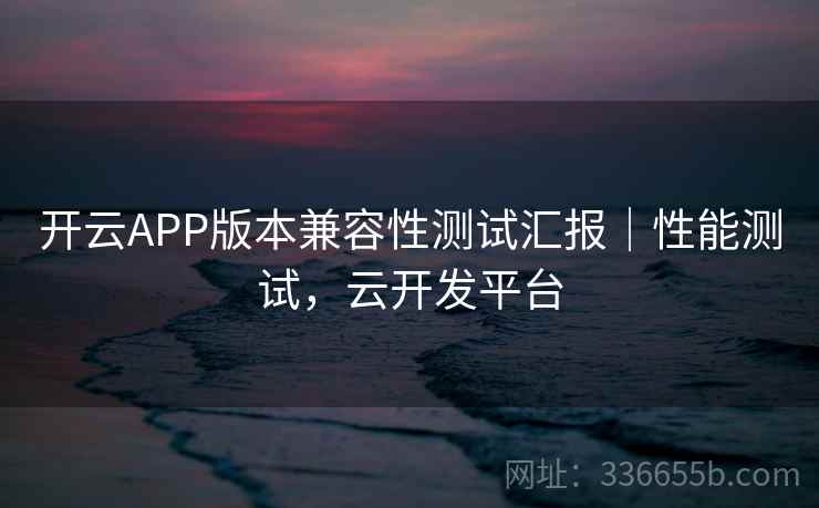 开云APP版本兼容性测试汇报｜性能测试，云开发平台